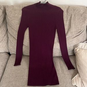 Maroon turtle neck long sleeve dress by shinestar